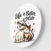 Het leven is beter met Schattigee Cat Aesthetic Grote Klok (Hoek)