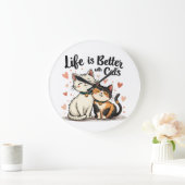 Het leven is beter met Schattigee Cat Aesthetic Grote Klok (Huis)