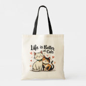 Het leven is beter met Schattigee Cat Aesthetic Tote Bag (Achterkant)