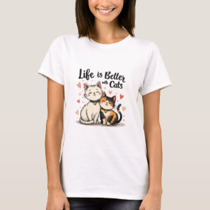 Het leven is beter met Schattigee esthetische katt T-shirt