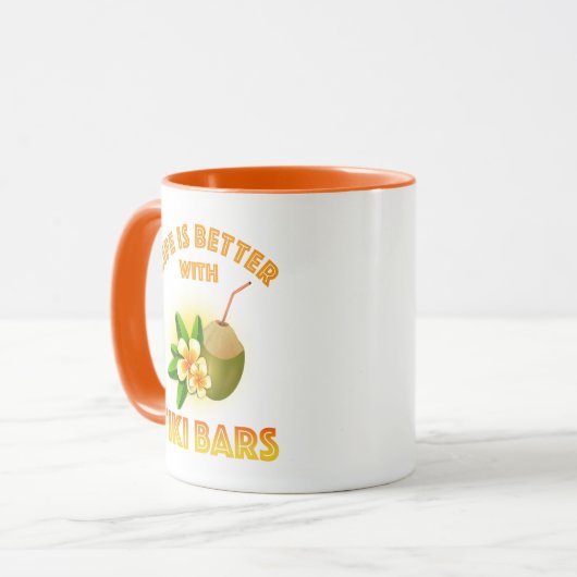 Het leven is beter met Tiki Bars Mok (Voorkant links)
