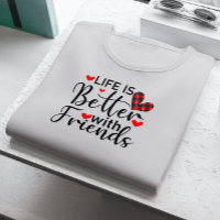 Het leven is beter met vrienden, zwarte typografie