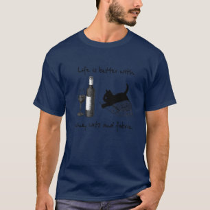 Het leven is beter met wijn, katten en stof-Gift v T-shirt
