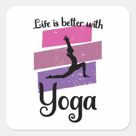 het leven is beter met yoga vierkante sticker (Voorkant)