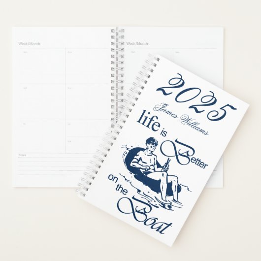 Het leven is beter op de Cartoon Funny Rowboat Planner (Display)