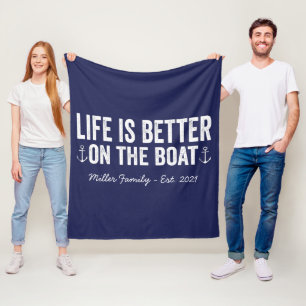 Het leven is beter op de naam van de bootfamilie   fleece deken
