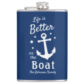 Het leven is beter op de naam van de bootfamilie heupfles (Voorkant)