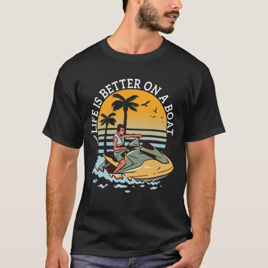 Het leven is beter op een boot booteigenaar zeiler t-shirt (Voorkant)