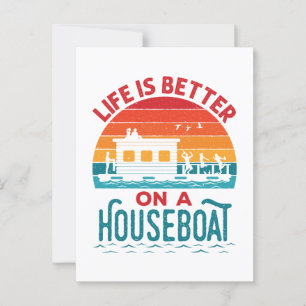Het leven is beter op een boot in een woonboot briefkaart