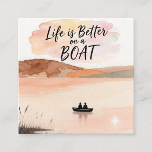 Het leven is beter op een boot vierkante visitekaartje