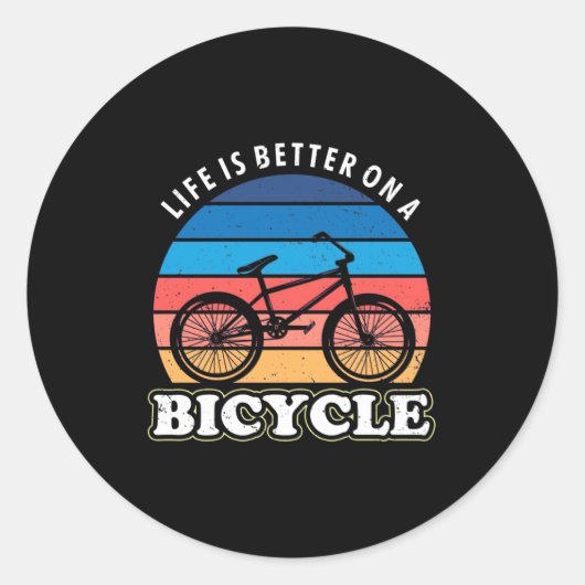 Het leven is beter op een fiets ronde sticker (Voorkant)