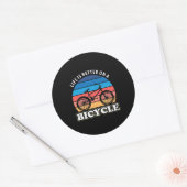 Het leven is beter op een fiets ronde sticker (Envelop)