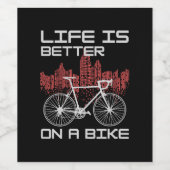 Het leven is beter op een fiets wijn etiket (Enkel label)