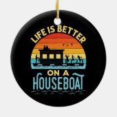 Het leven is beter op een woonboot keramisch ornament (Achterkant)