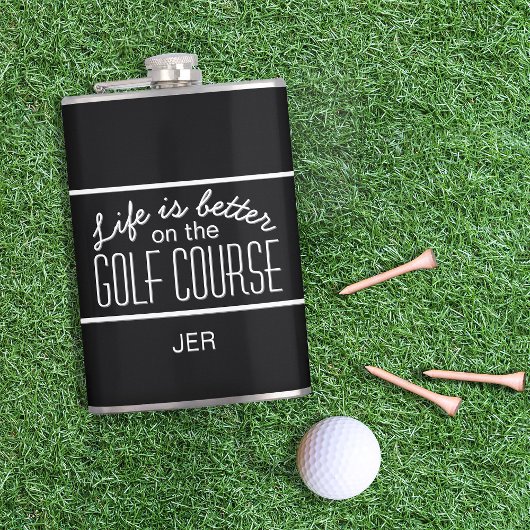 Het leven is beter op Golfcursus Quote Monogramed Heupfles
