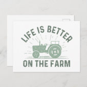 Het leven is beter op het Boerderij Briefkaart (Voorkant / Achterkant)