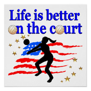 HET LEVEN IS BETER OP HET HOF USA VOLLEYBAL ONTWER PERFECT POSTER