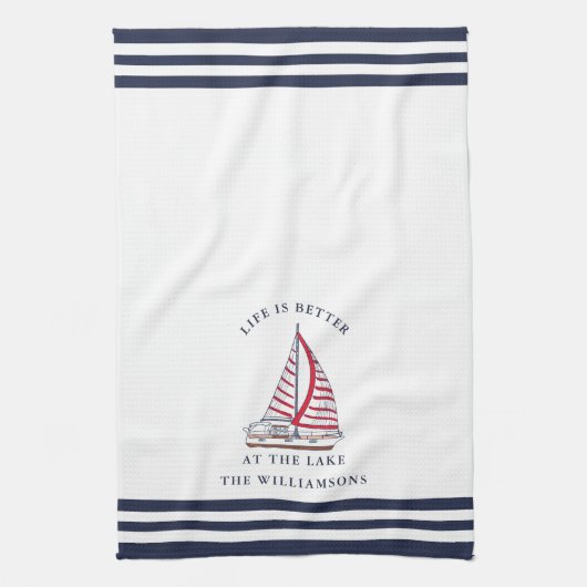 Het leven is beter op het meer Nautical Theedoek (Verticaal)