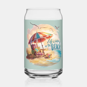 Het leven is beter op het strand Coastal Aesthetic Blikvorm Glas