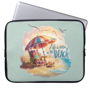 Het leven is beter op het strand Coastal Aesthetic Laptop Sleeve