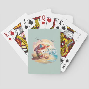 Het leven is beter op het strand Coastal Aesthetic Pokerkaarten