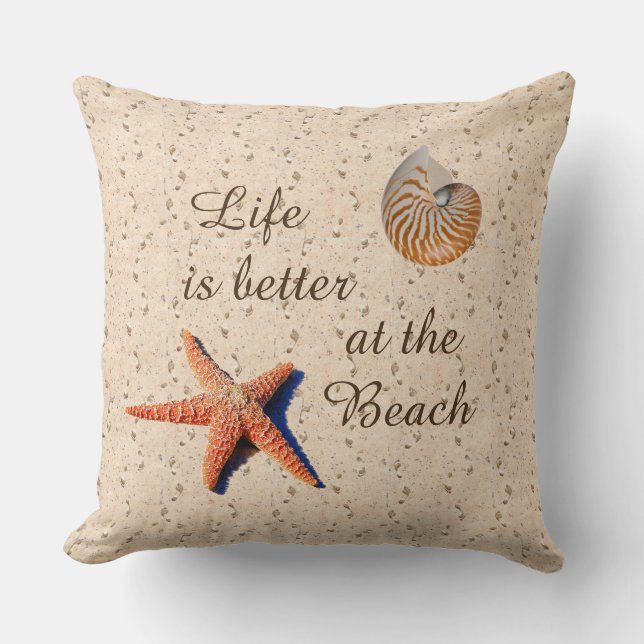 Het leven is beter op het strand kussen (Voorkant)