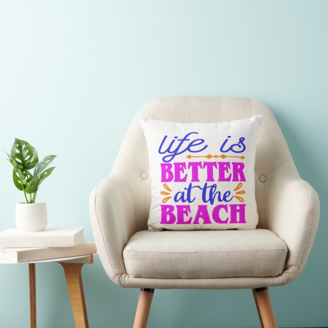 Het leven is beter op het strand kussen (Stoel)