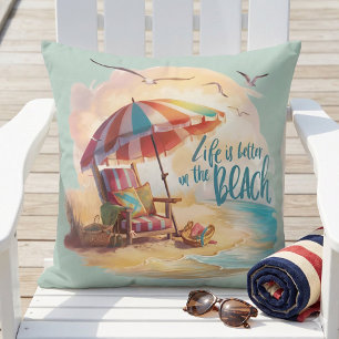 Het leven is beter op het strand Kuststijl Kussen
