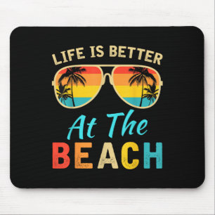 Het leven is beter op het strand Retro Palm Trees Muismat