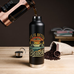 Het leven is beter op het strand Retro zomer vakan Waterfles