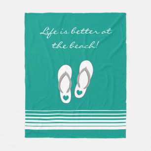 Het leven is beter op het strand slippers fleece d deken