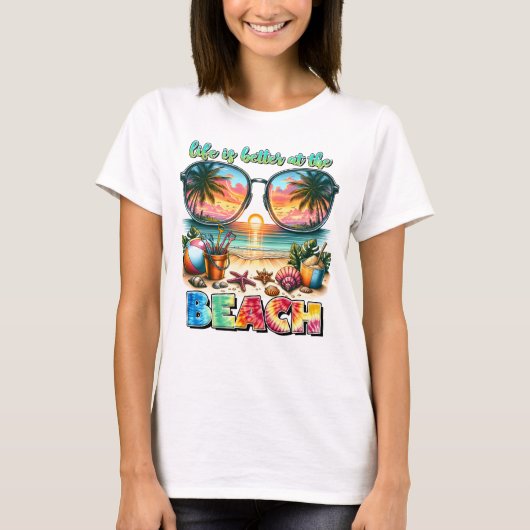 Het leven is beter op het strand t-shirt (Voorkant)