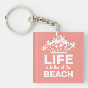Het Leven Is Beter Op Het Strand Tropisch Eiland Sleutelhanger