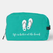 Het leven is beter op het strand turquoise blue toilettasje (Achterkant)
