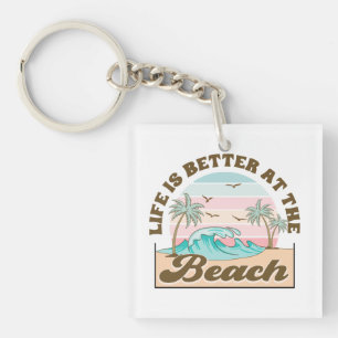 Het leven is beter op het strand Zomer Tropisch Sleutelhanger