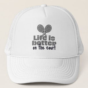 Het leven is beter op tennisbaan trucker pet