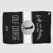 Het leven is beter Quote Golf Monogrammed Black Wh Golfhanddoek (Horizontaal)