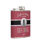 Het leven is beter Quote Golfen Monogram Crimson R Heupfles (Rechts)