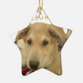 "Het leven is de moeilijkste school" Dog Art Print Keramisch Ornament (Links)