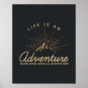 Het leven is een Adventure-gebergte met zonnestral Poster
