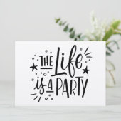 "Het Leven Is Een Feest" Feest Uitnodiging – Plezi (Staand voorkant)