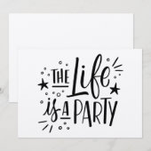 "Het Leven Is Een Feest" Feest Uitnodiging – Plezi (Voorkant / Achterkant)