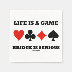 Het leven is een gamebrug is ernstig (vier kaartee servetten