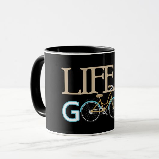 Het leven is een goede fietsridewaterMok Mok (Voorkant links)