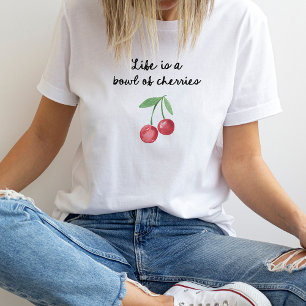 Het leven is een kom met kersen Schattige retros T-shirt