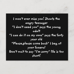 Het leven is een kort briefkaart