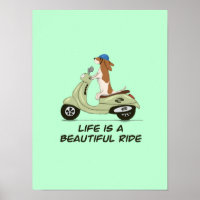 Het leven is een mooie rit - Dog op Vespa - Green