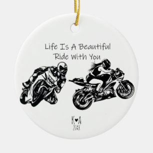 Het leven is een mooie rit met jou, Gepersonalisee Keramisch Ornament