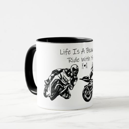 Het leven is een mooie rit met u, Gepersonaliseerd Mok (Voorkant links)