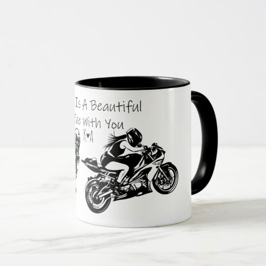 Het leven is een mooie rit met u, Gepersonaliseerd Mok (Voorkant rechts)